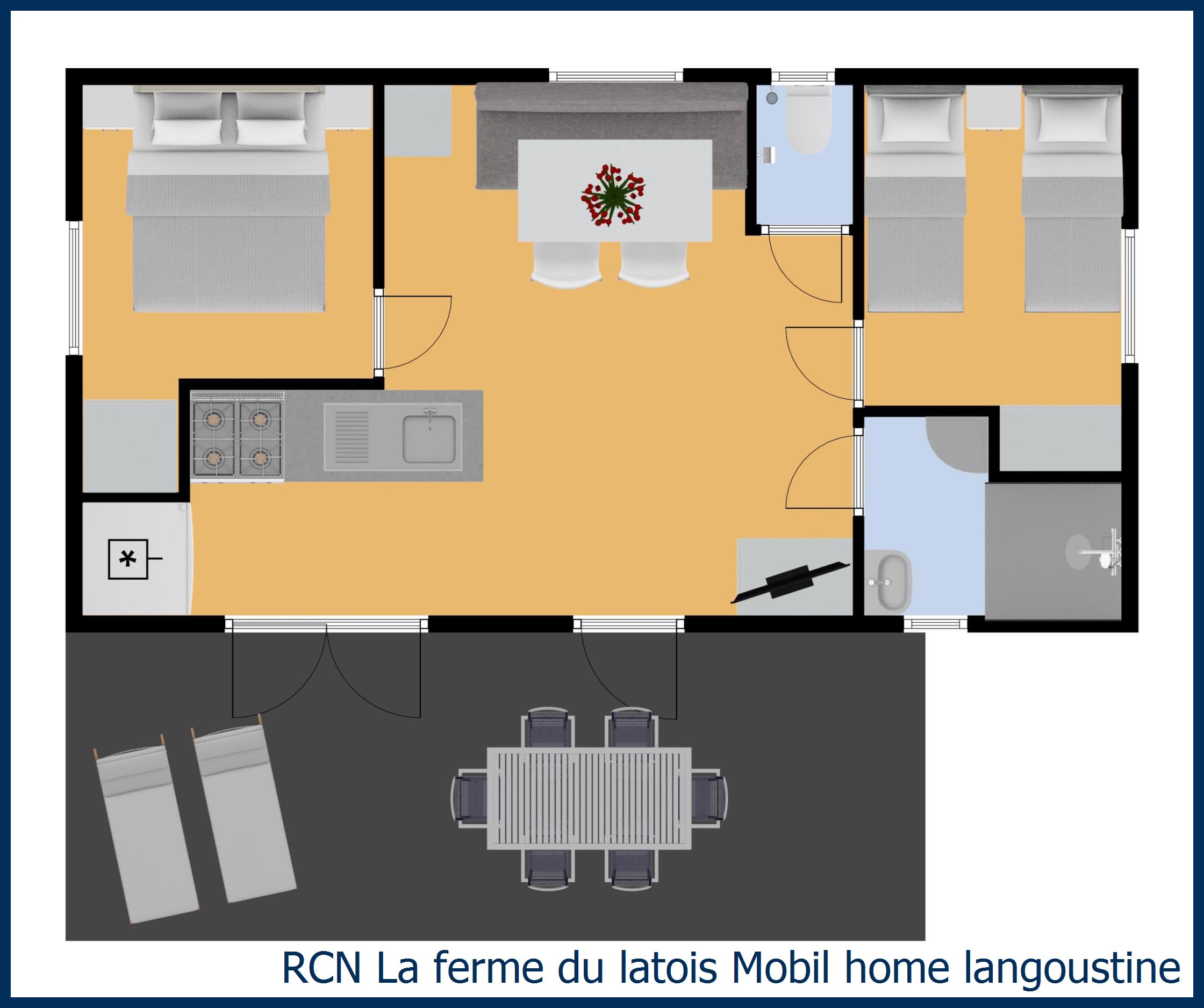 Caravane Mobil home Langoustine à La Ferme du Latois